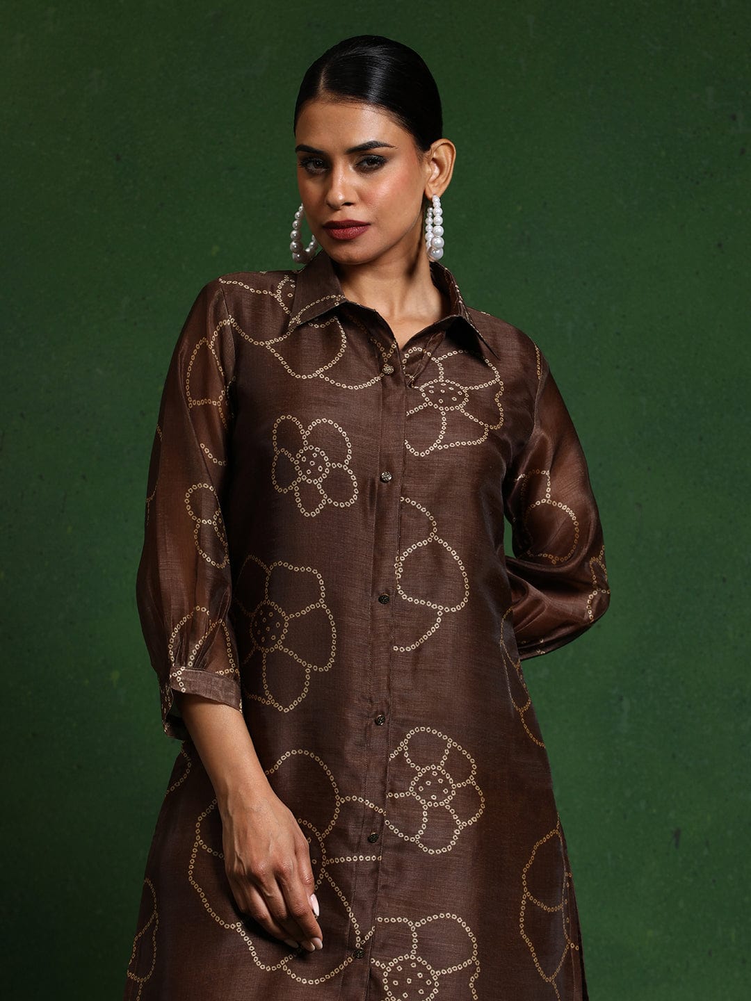 The Kurti Collection Women Premium Bandhani Floral Printed Shirt Kurta