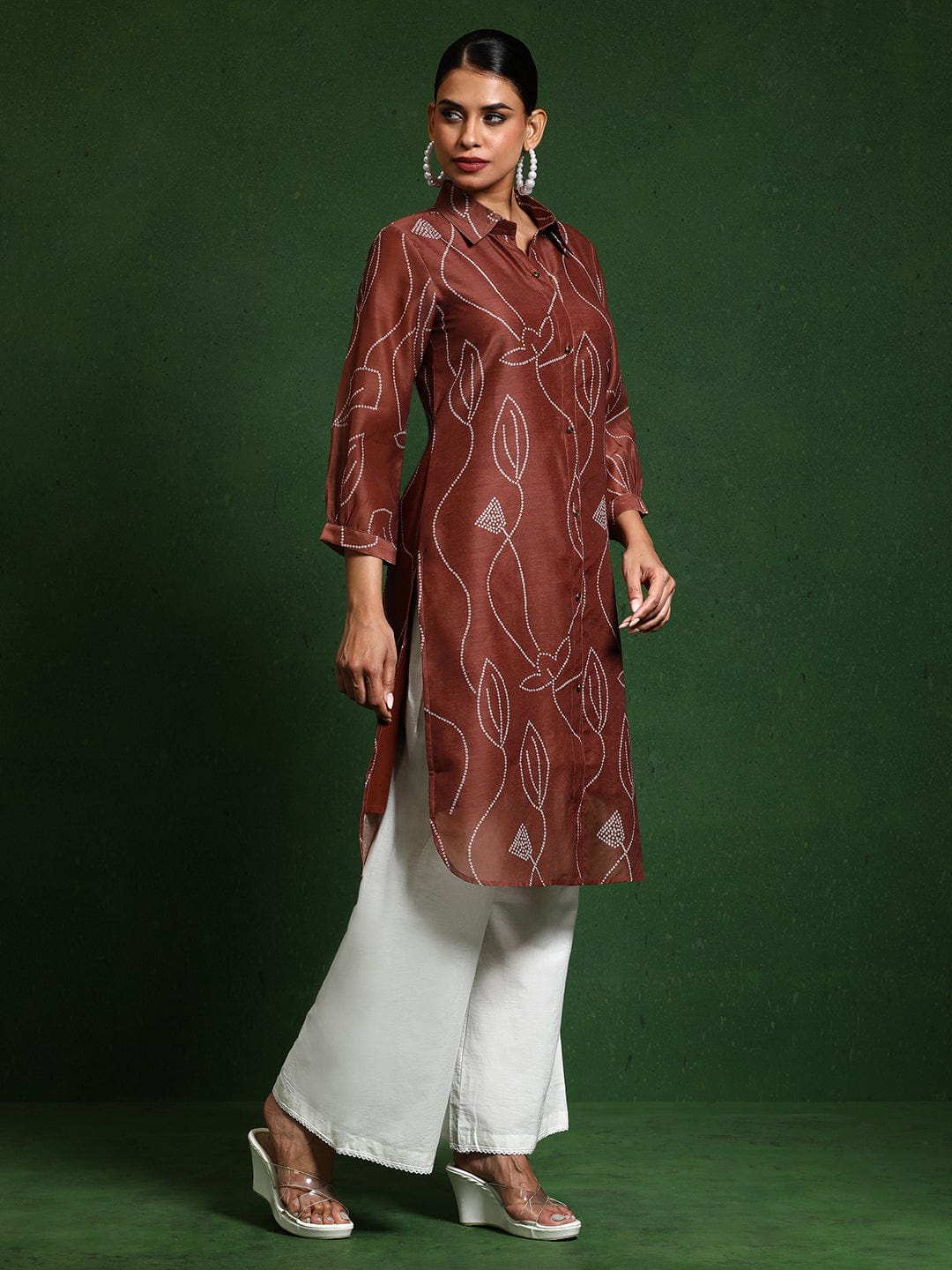 The Kurti Collection Women Premium Bandhani Floral Printed Shirt Kurta
