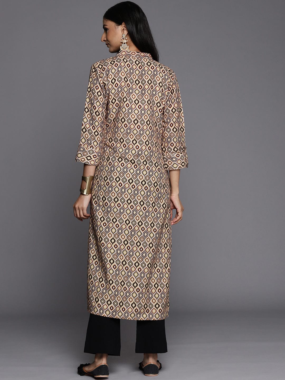 KSUT Beige Colour Printed Kurta With Lace Embellishment