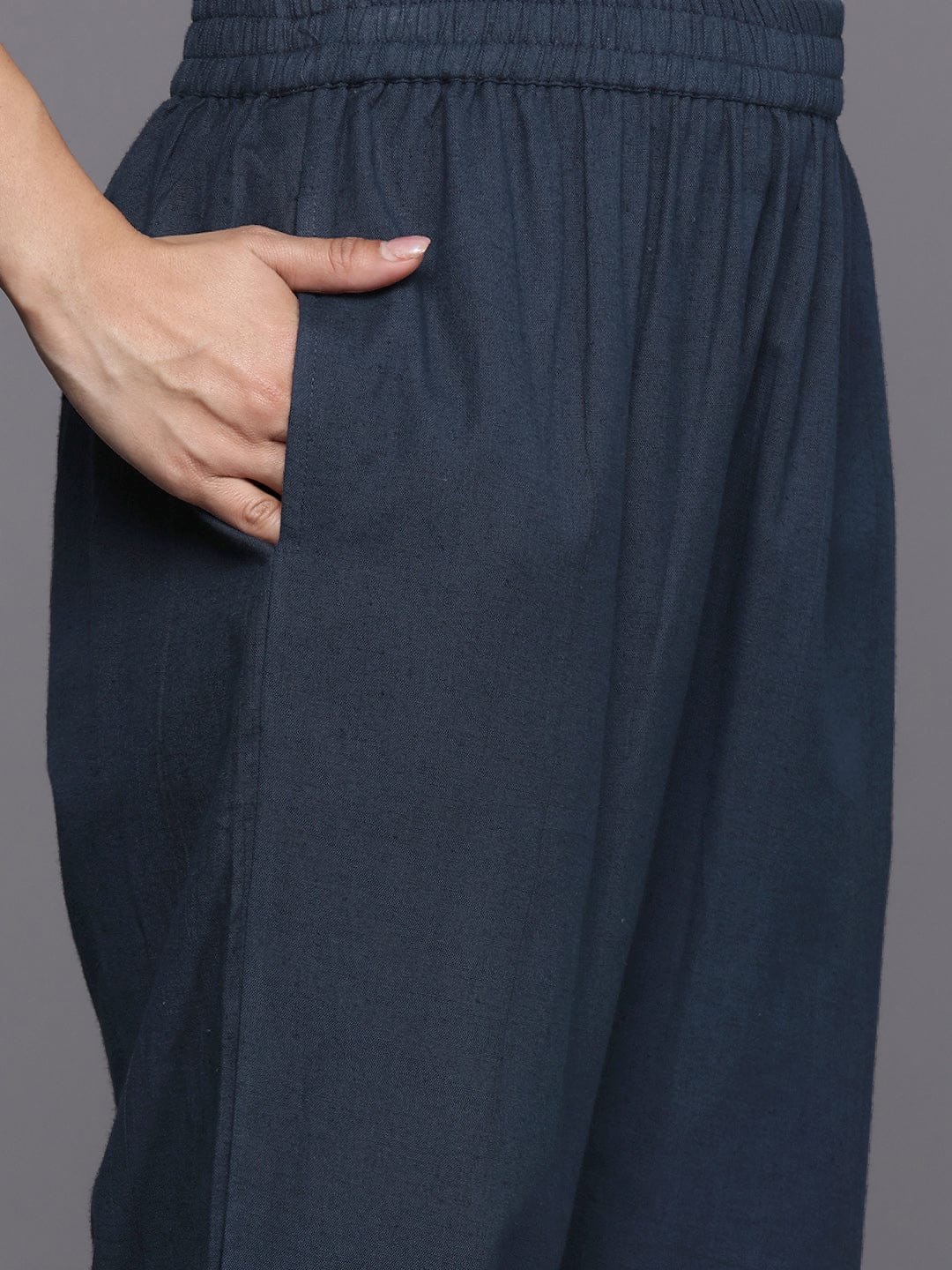 The Kurti Collection Women Blue Embroidered Kurta With Bottom