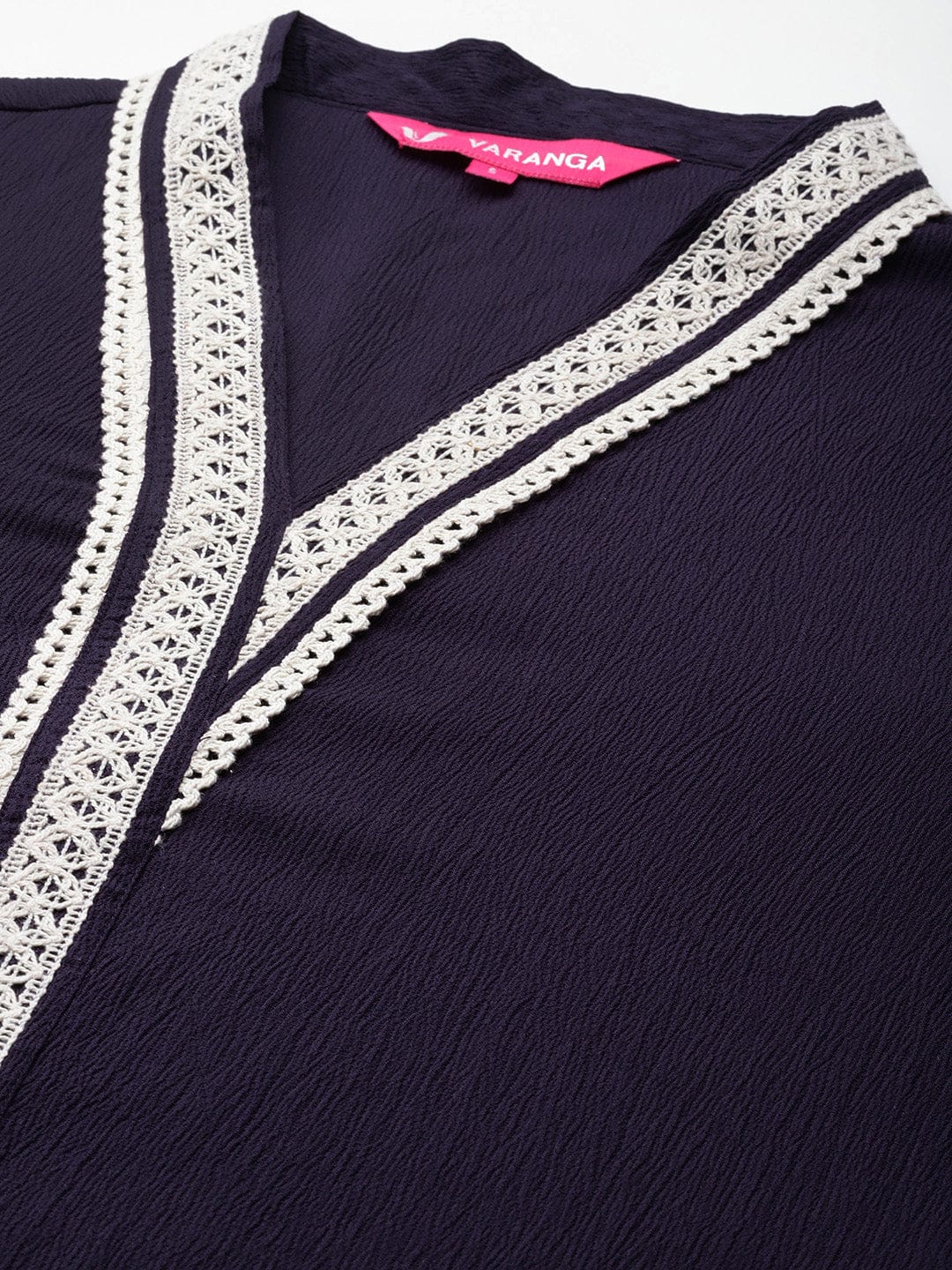 The Kurti Collection Women Navy Blue Lace Detailed Kurta Set