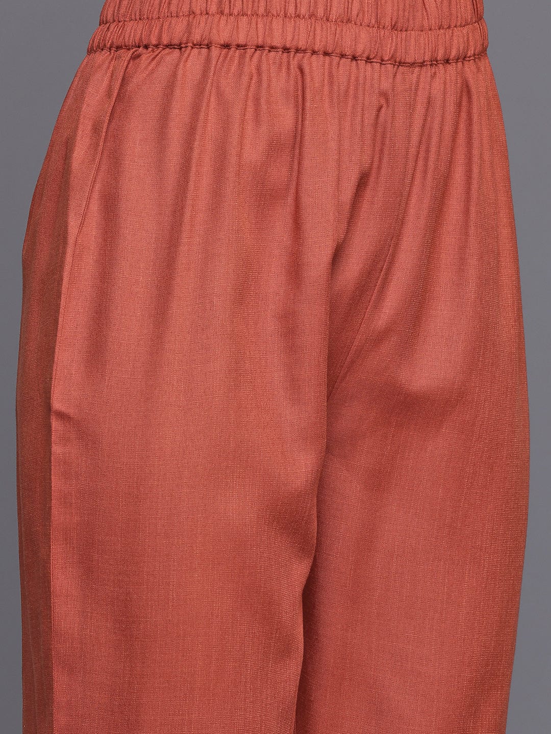 The Kurti Collection Women Orange Solid A-Line Kurta Paired With Tonal Bottom