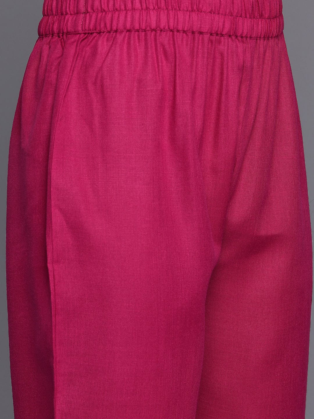 The Kurti Collection Women Magenta Solid A-Line Kurta Paired With Tonal Bottom