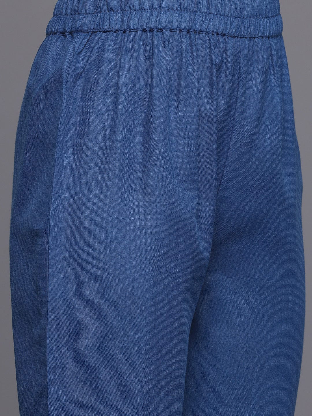 The Kurti Collection Women Blue Solid A-Line Kurta Paired With Tonal Bottom