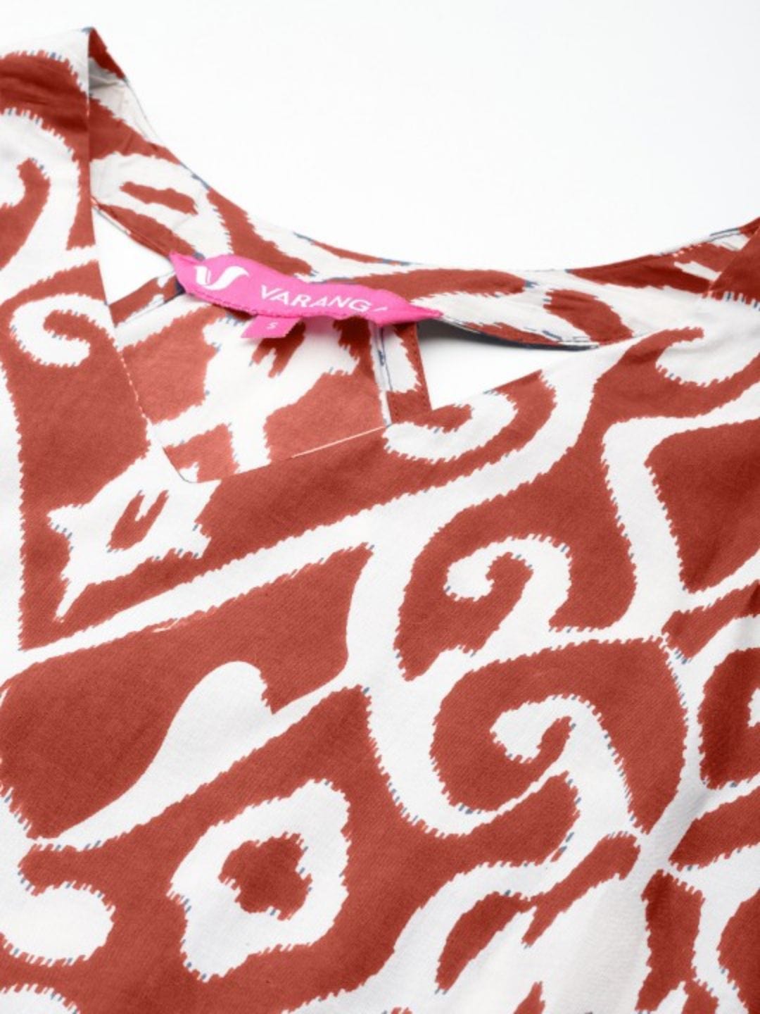The Kurti Collection Women Red Ikat Printed Straight Kurta With Palazzo