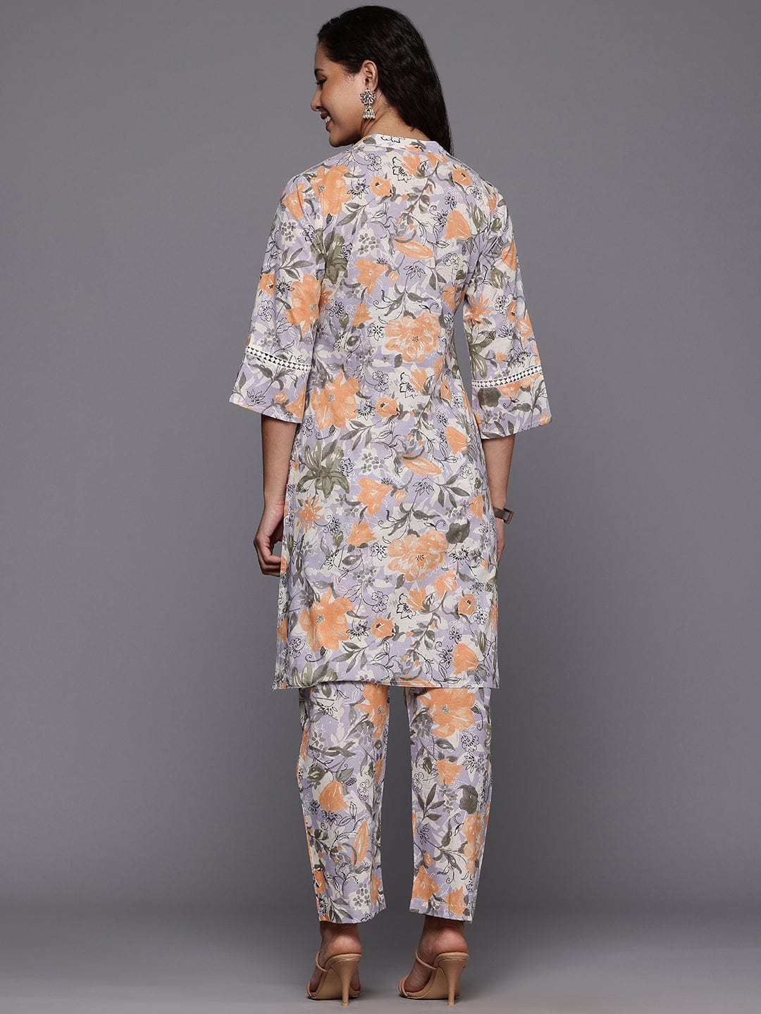 The Kurti Collection Women Purple Floral Printed Co-Ord Set