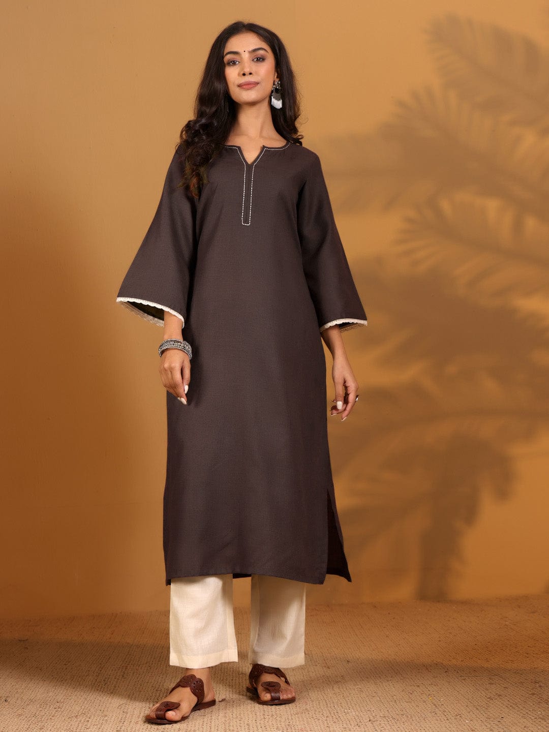The Kurti Collection Women Flared Sleeve Pakistani Look Kurta with Trouser