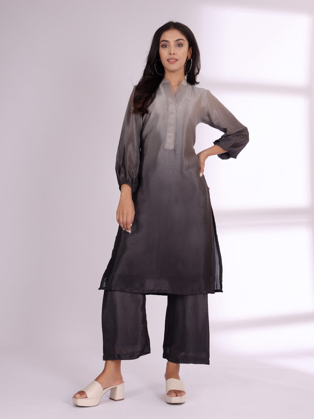 The Kurti Collection Women Ombre Balloon Sleeve Kurta With Trouser