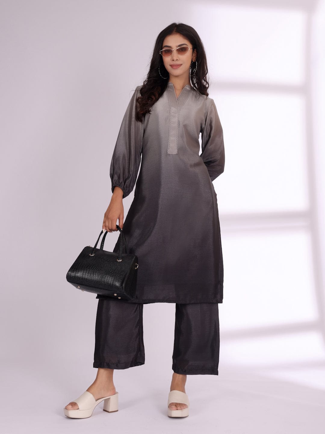 The Kurti Collection Women Ombre Balloon Sleeve Kurta With Trouser