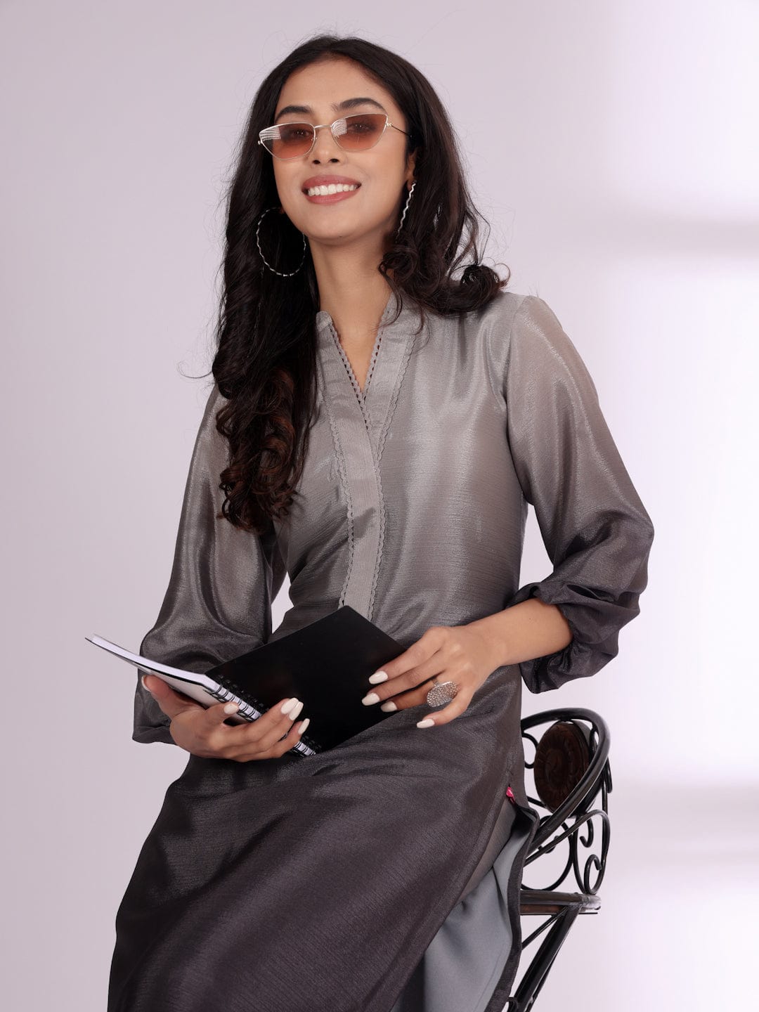 The Kurti Collection Women Ombre Balloon Sleeve Kurta With Trouser