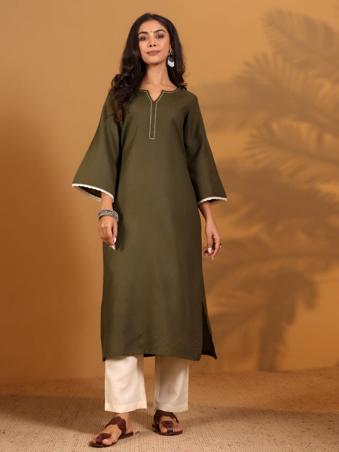 The Kurti Collection Women Flared Sleeve Pakistani Look Kurta With Trouser