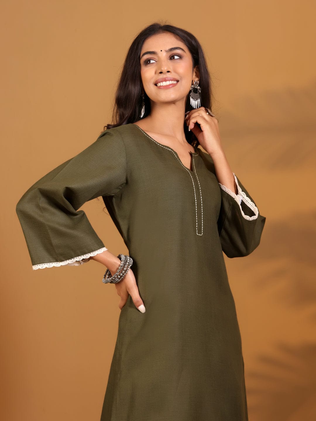 The Kurti Collection Women Flared Sleeve Pakistani Look Kurta With Trouser
