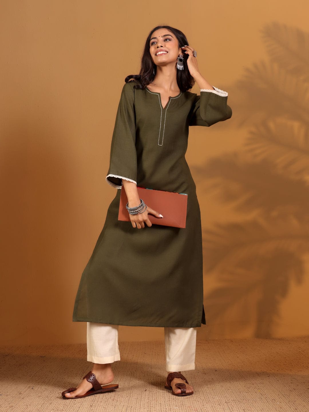 The Kurti Collection Women Flared Sleeve Pakistani Look Kurta With Trouser
