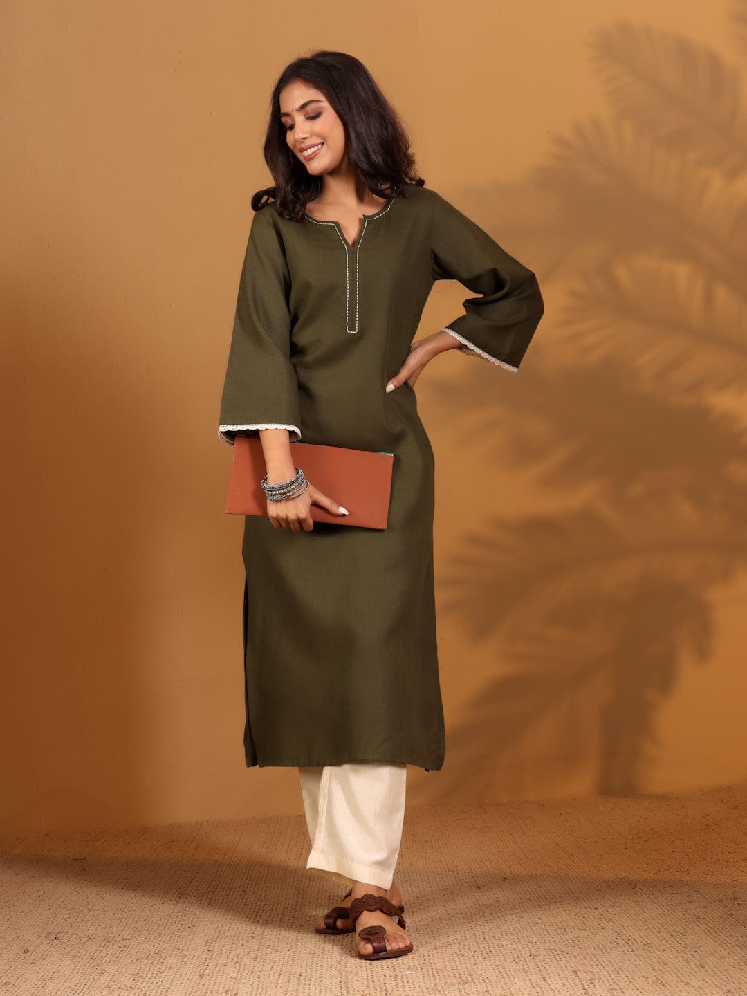 The Kurti Collection Women Flared Sleeve Pakistani Look Kurta With Trouser