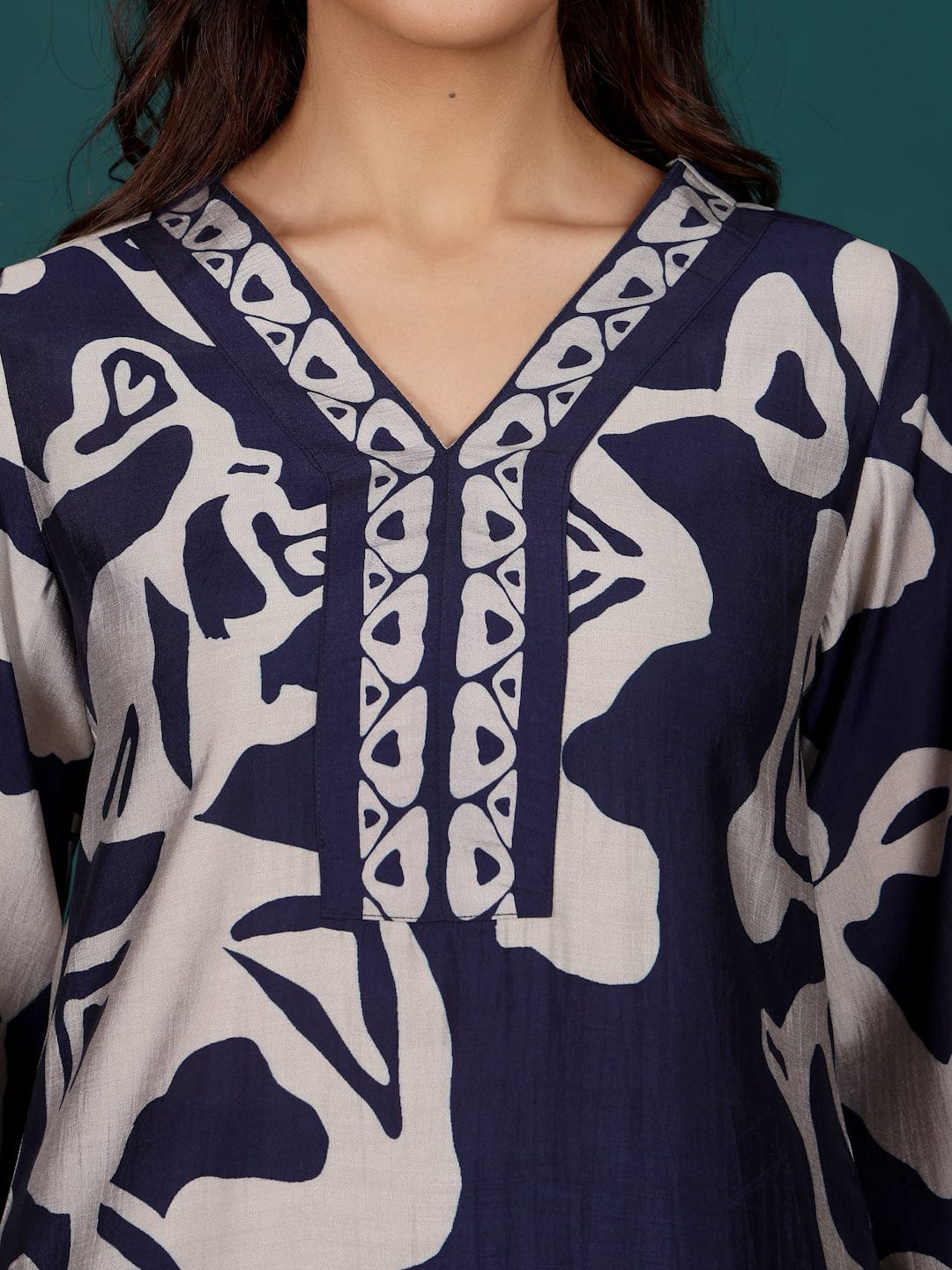 The Kurti Collection Women Abstract Printed V Neck Flared Sleeve Kurta With Trouser