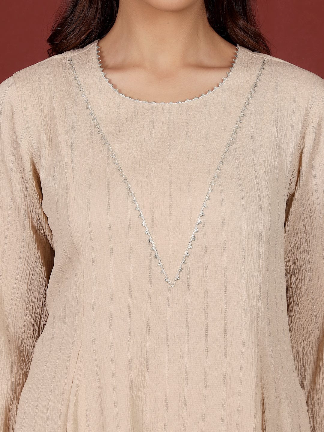 The Kurti Collection Women Lurex Textured Gota & Sequinned Detail Anarkali Kurta With Trouser