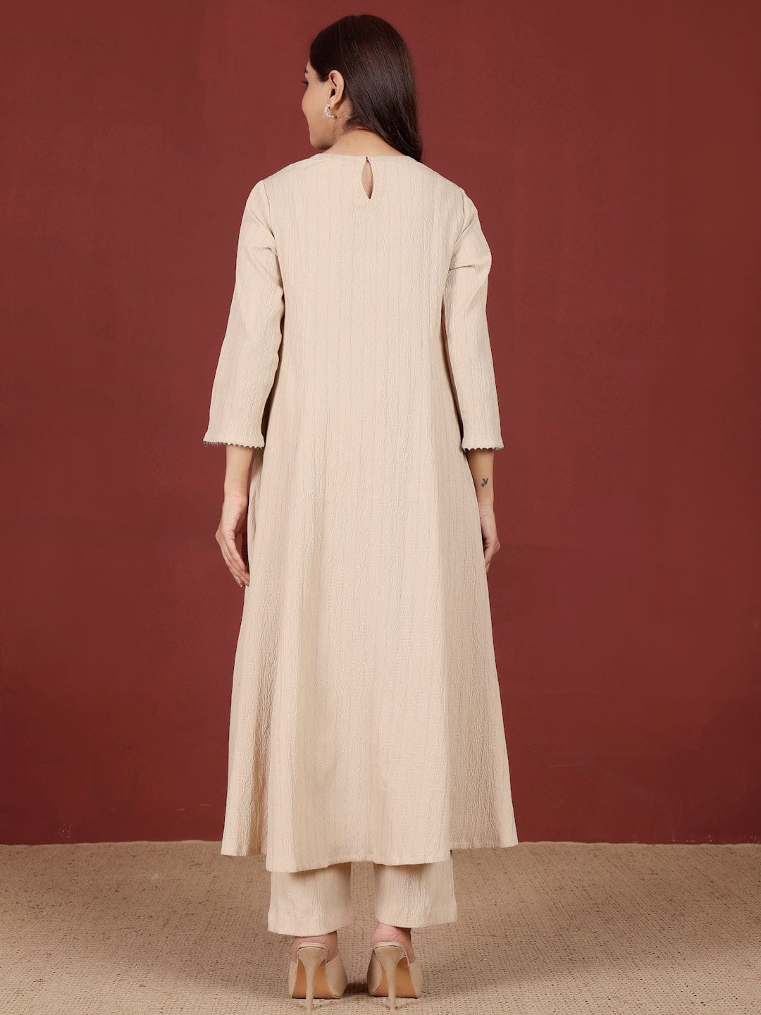 The Kurti Collection Women Lurex Textured Gota & Sequinned Detail Anarkali Kurta With Trouser