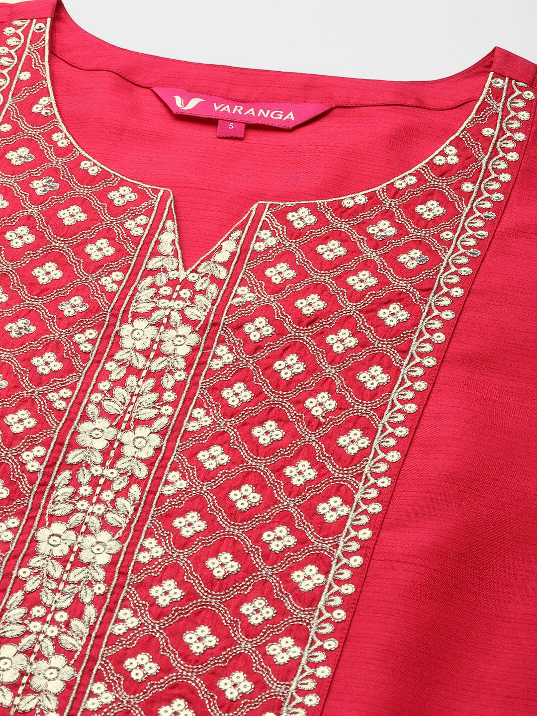 The Kurti Collection pink embroidered kurta paired with tonal straight bottom and contrast dupatta