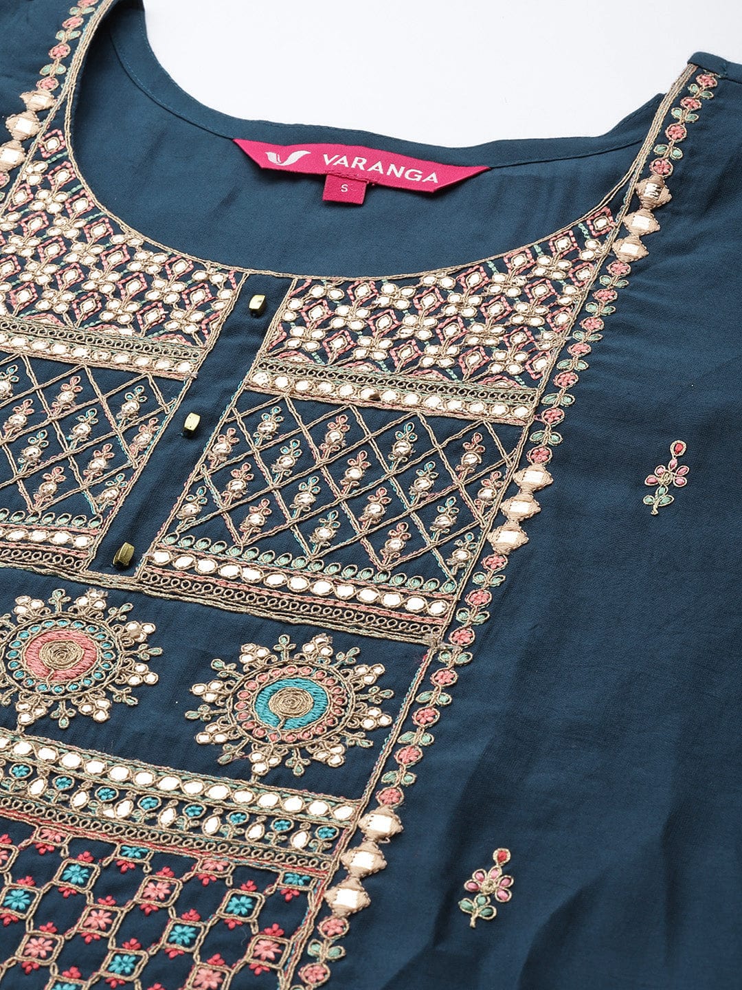 The Kurti Collection Blue Embroidered Kurta Paired With Tonal Bottom And Plain Dupatta