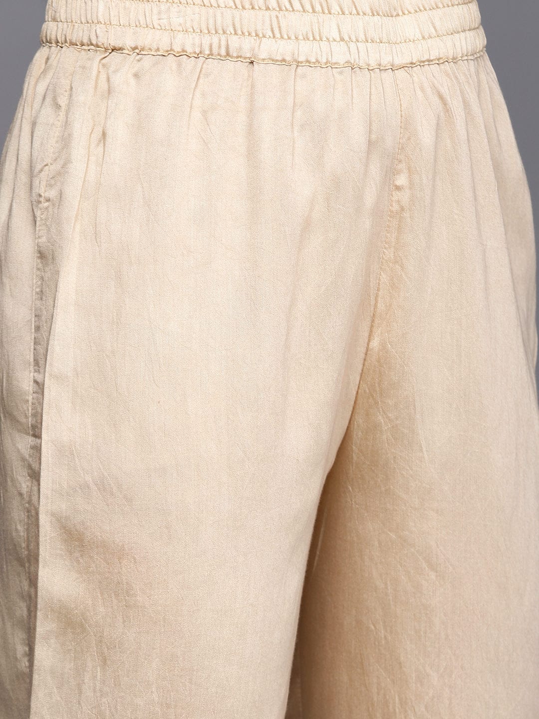 The Kurti Collection Cream Net Embroidered Kurta Paired With Tonal Bottom And Dupatta