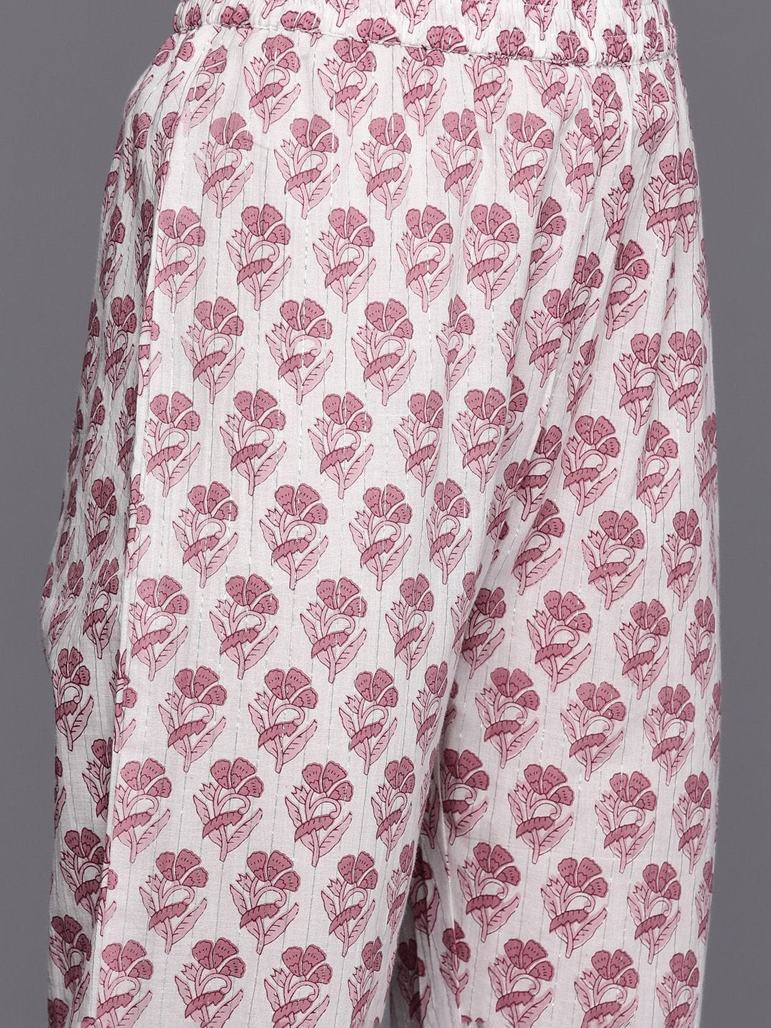The Kurti Collection Women Mauve Printed A-Line Kurta Paired With Contrast Printed Bottom And Dupatta