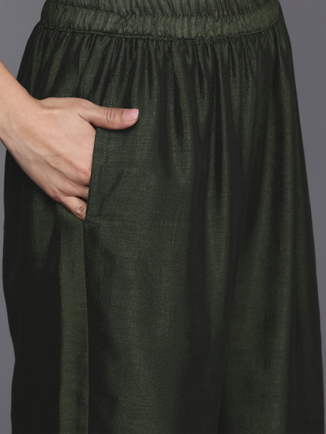 The Kurti Collection Women Olive Zari Embroidered Kurta With Bottom And Dupatta