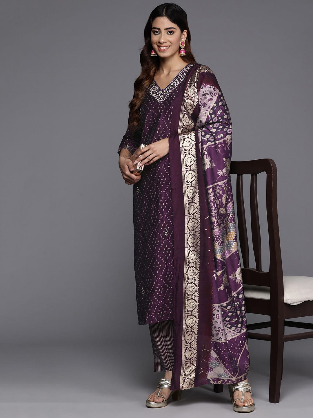 The Kurti Collection Women Zari And Beads Embroidered Kurta With Bottom And Dupatta