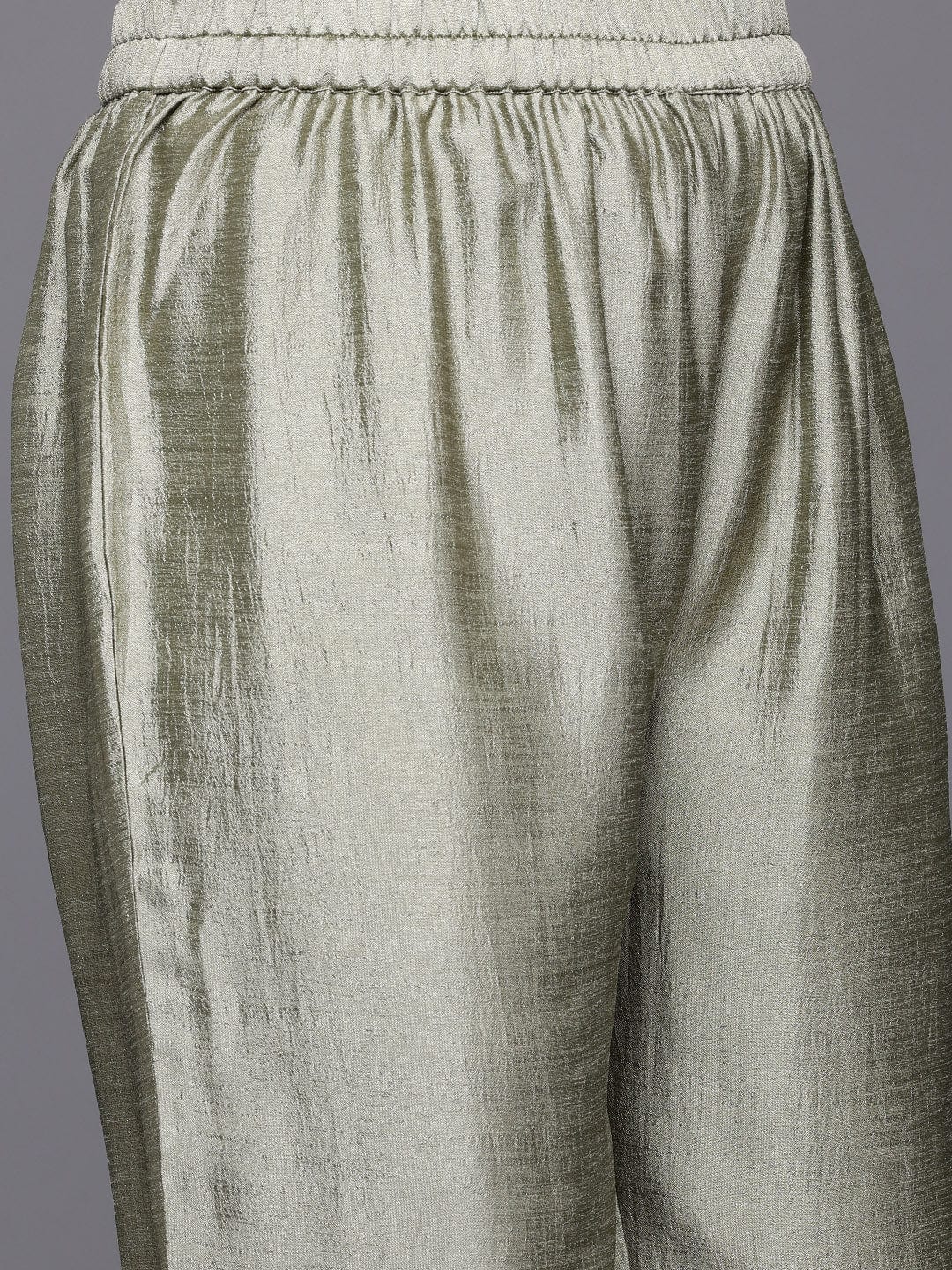 The Kurti Collection Women Round Neck Pista Green Lace Embellished Kurta Paired With Bottom And Tissue Silk Dupatta