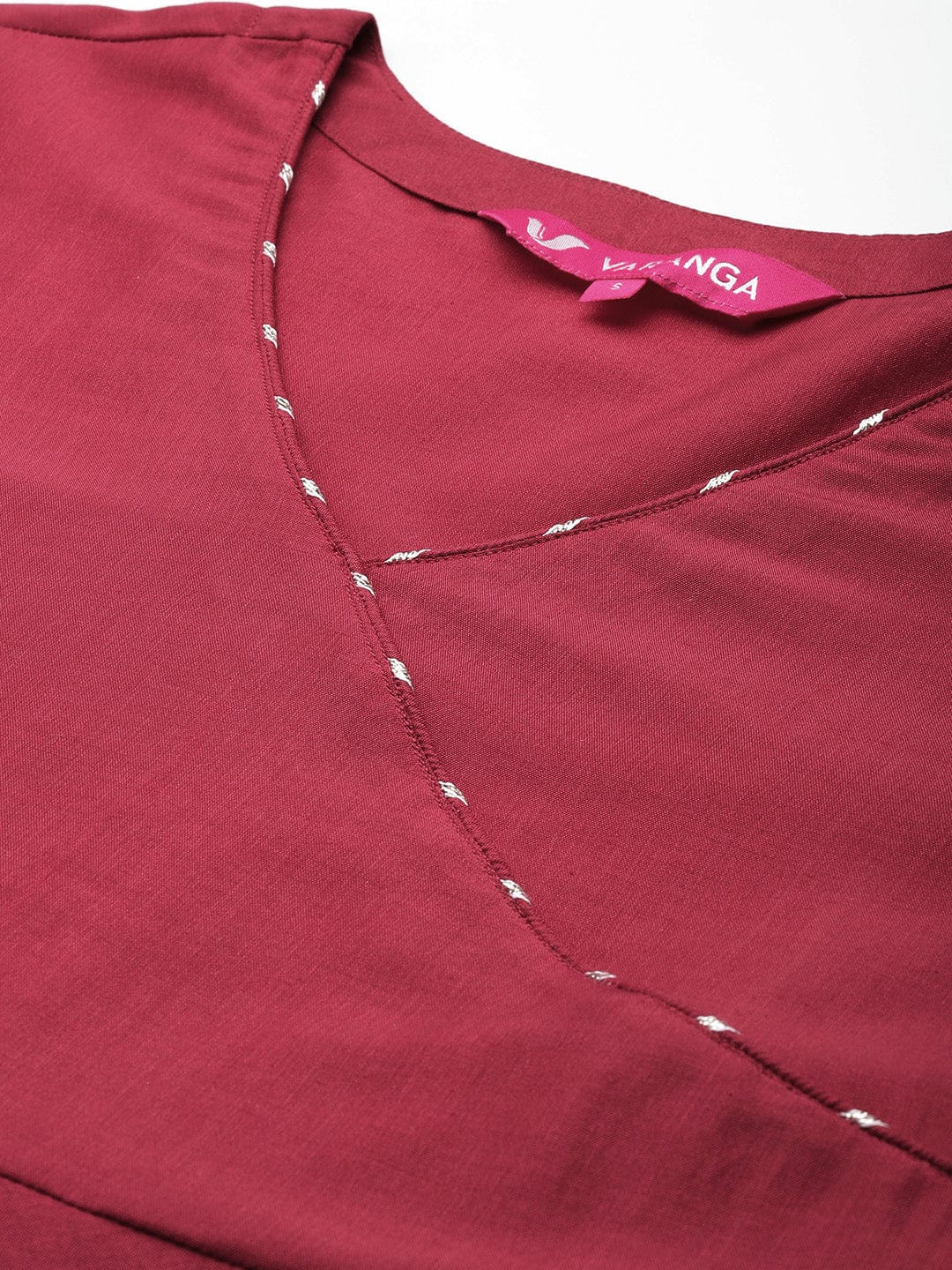 The Kurti Collection Women Maroon Angrakha Style Zari Embroidered Anarkali With Bottom & Dupatta