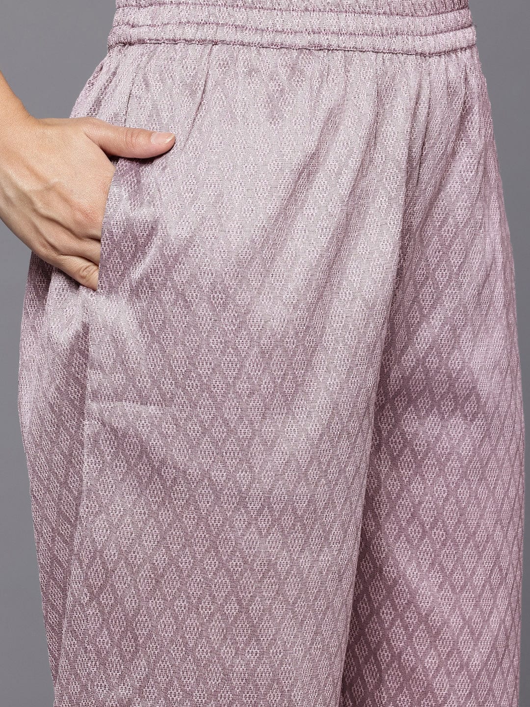 The Kurti Collection Women Lavender Zari And Sequins Lace Embellished Kurta With Bottom And Dupatta