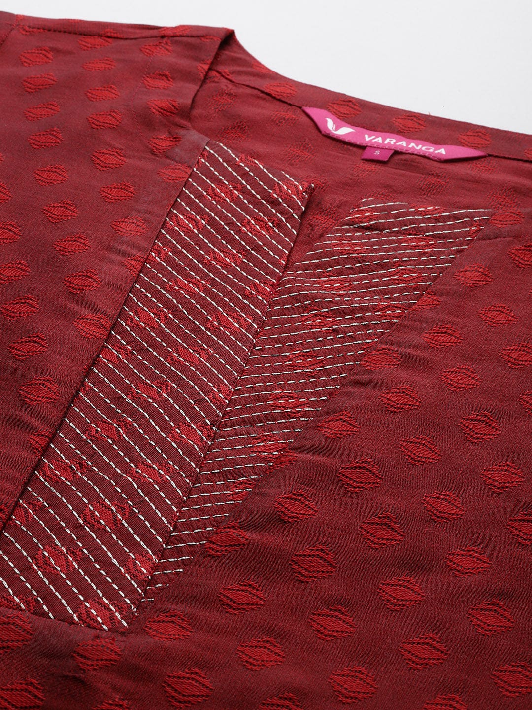 The Kurti Collection Women Maroon Woven Zari Embroidered Straight Kurta With Bottom And Dupatta