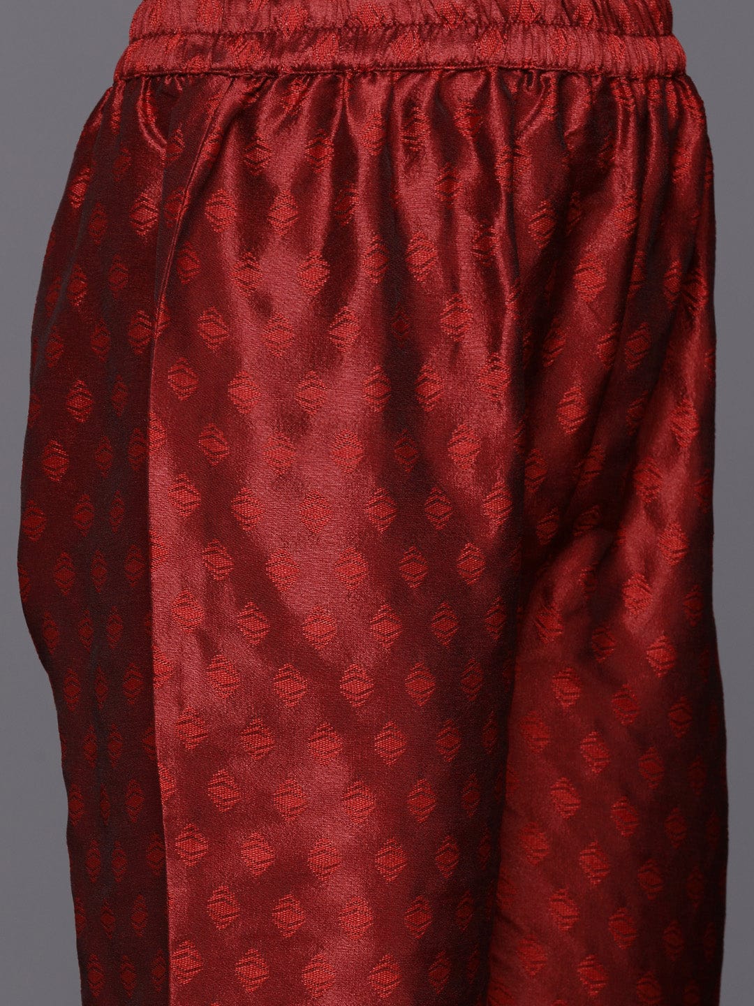 The Kurti Collection Women Maroon Woven Zari Embroidered Straight Kurta With Bottom And Dupatta