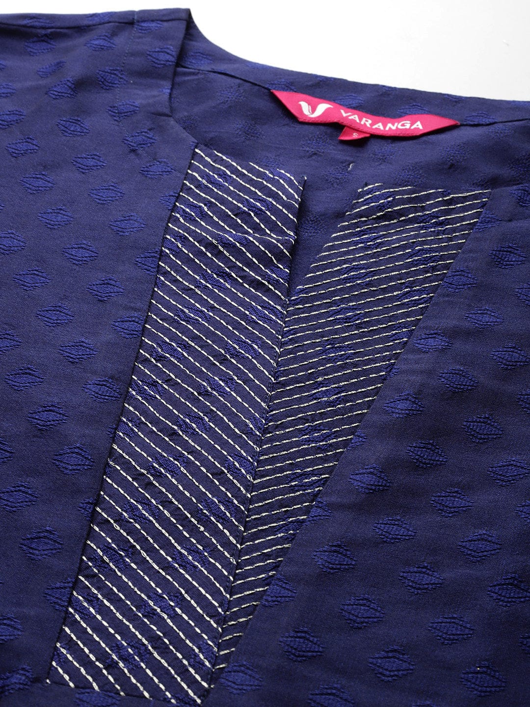 The Kurti Collection Women Navy Blue Woven Zari Embroidered Straight Kurta With Bottom And Dupatta