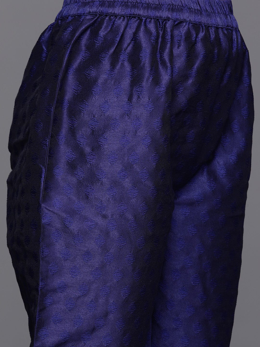 The Kurti Collection Women Navy Blue Woven Zari Embroidered Straight Kurta With Bottom And Dupatta