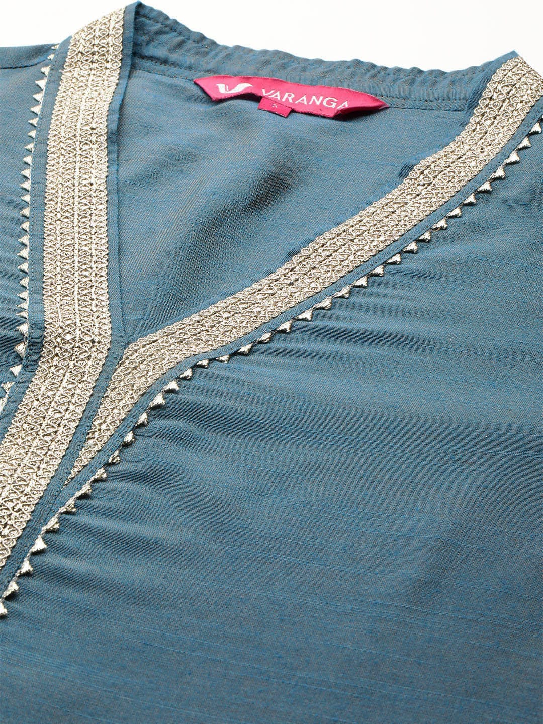 The Kurti Collection Women Blue Gota And Lace Embellished Kurta With Bottom And Printed Dupatta