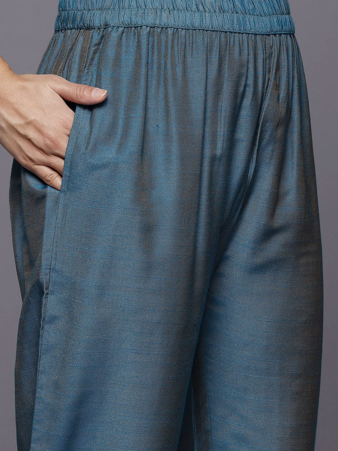 The Kurti Collection Women Blue Gota And Lace Embellished Kurta With Bottom And Printed Dupatta