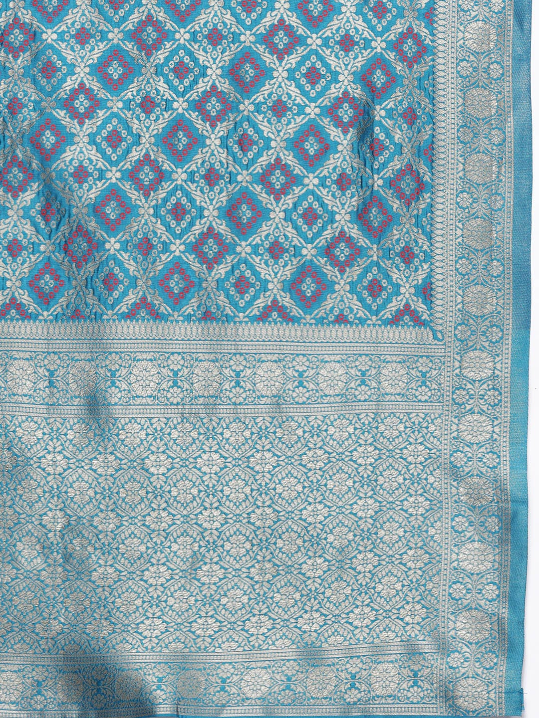 The Kurti Collection Women Blue Gota And Lace Embellished Kurta With Bottom And Printed Dupatta