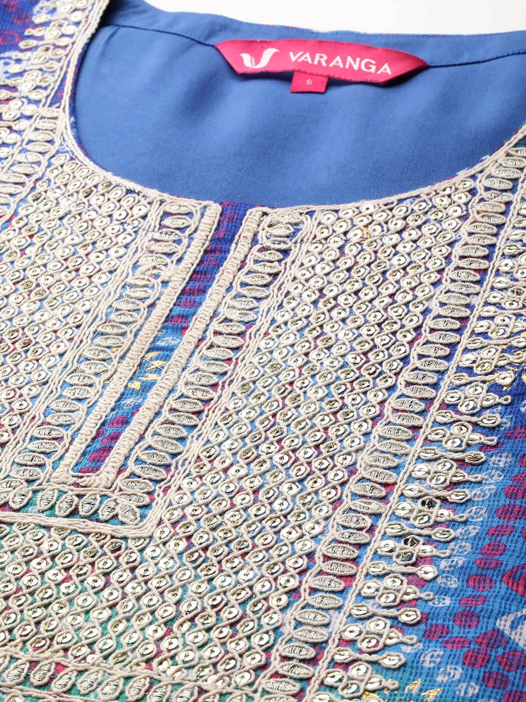 The Kurti Collection Women Blue Bandhani Printed Zari Embroidered Kurta With Bottom And Dupatta