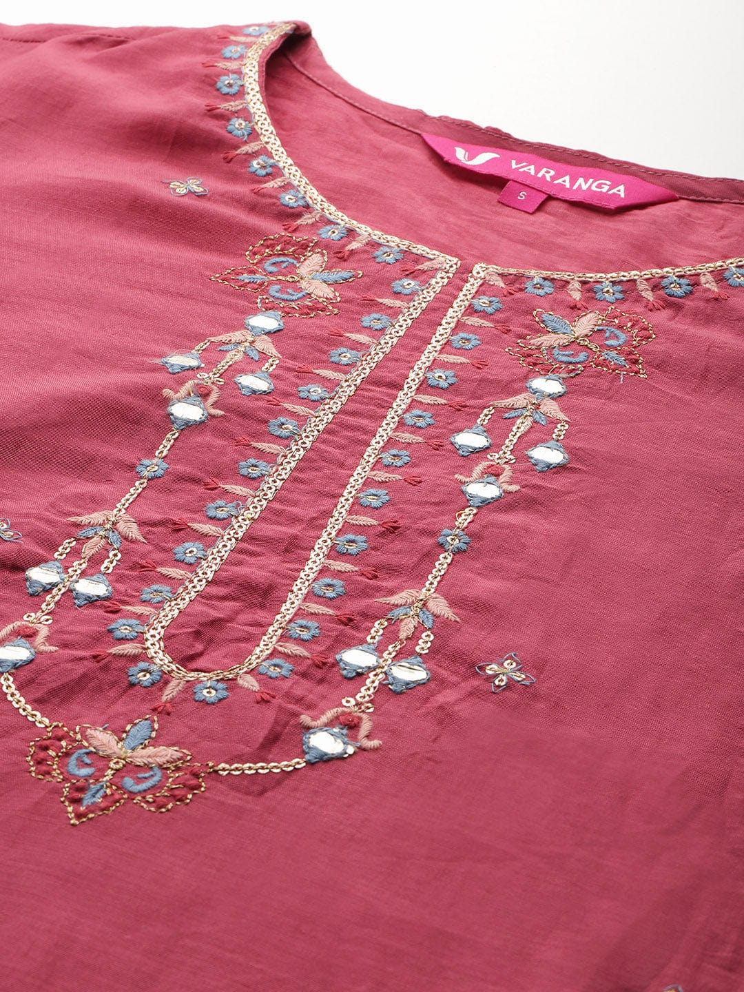 The Kurti Collection Women Peach Gota Patti And Zari Embroidered Kurta Set With Dupatta