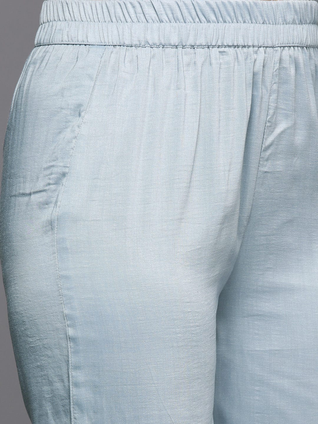 The Kurti Collection Women Blue Thread Embroidered Kurta With Organza Hem Paired Bottom And Dupatta