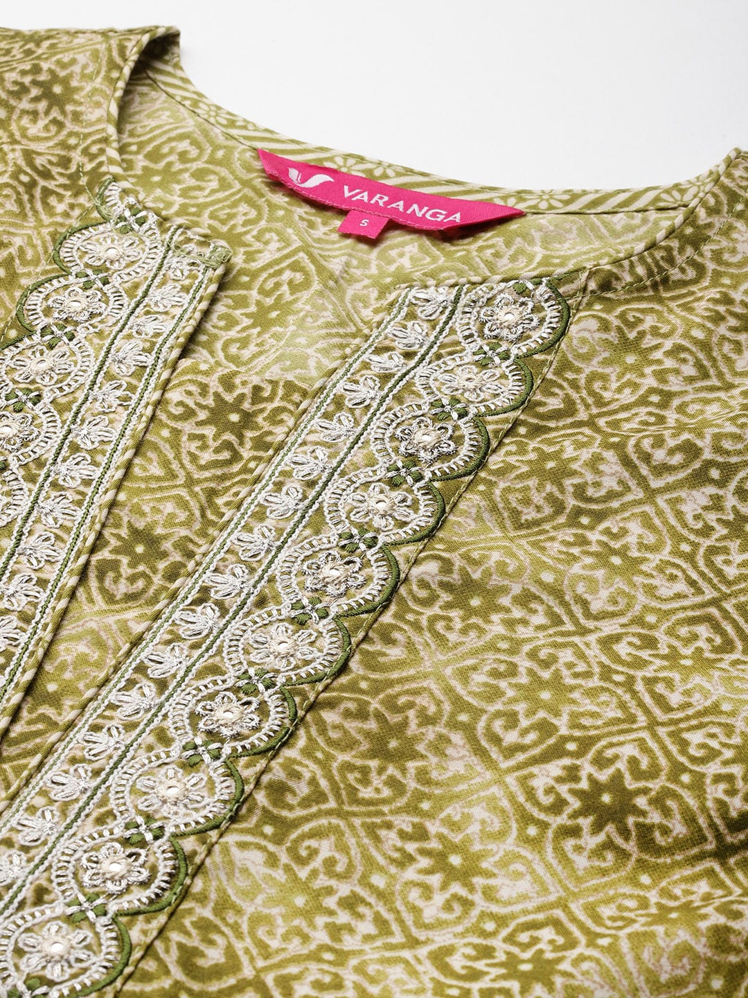 The Kurti Collection Women Green Round Neck Printed Yoke Embroidered Kurta With Bottom And Dupatta
