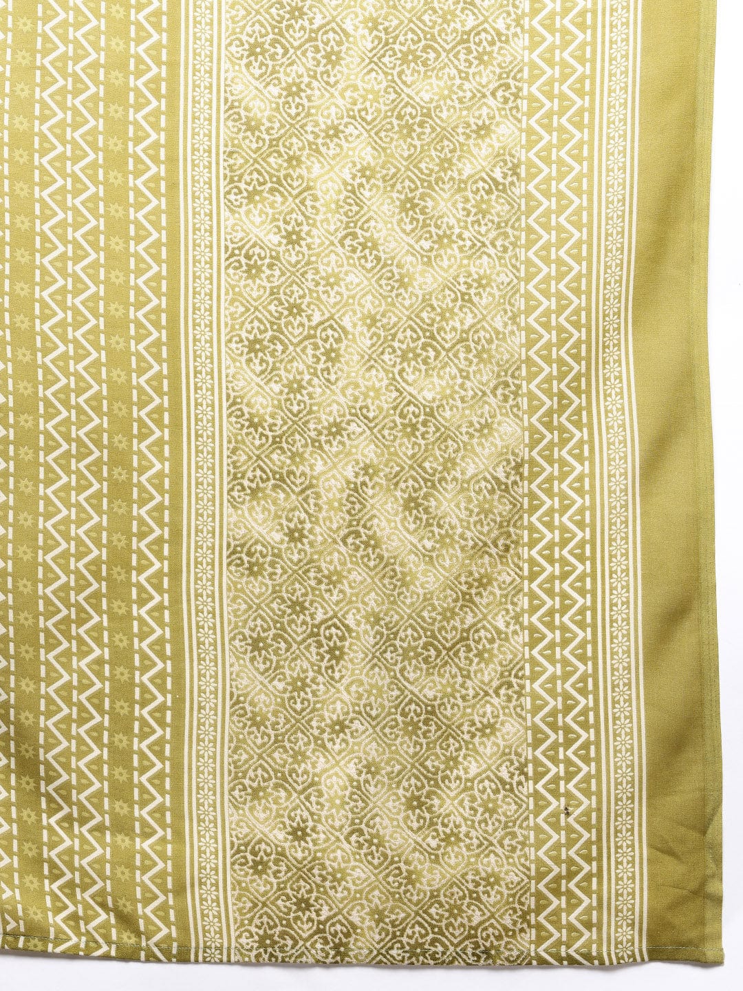 The Kurti Collection Women Green Round Neck Printed Yoke Embroidered Kurta With Bottom And Dupatta