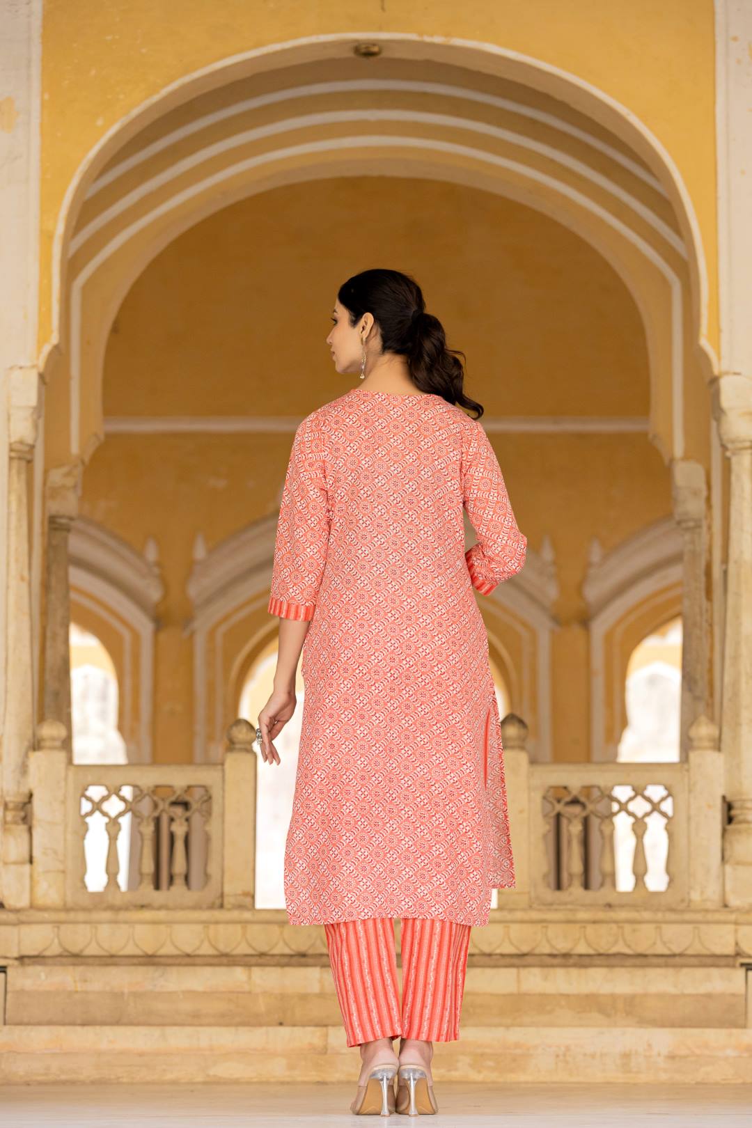 The Kurti Collection Women Red V Neck Thread Embroidered Kurta Paired With Printed Bottom And Dupatta