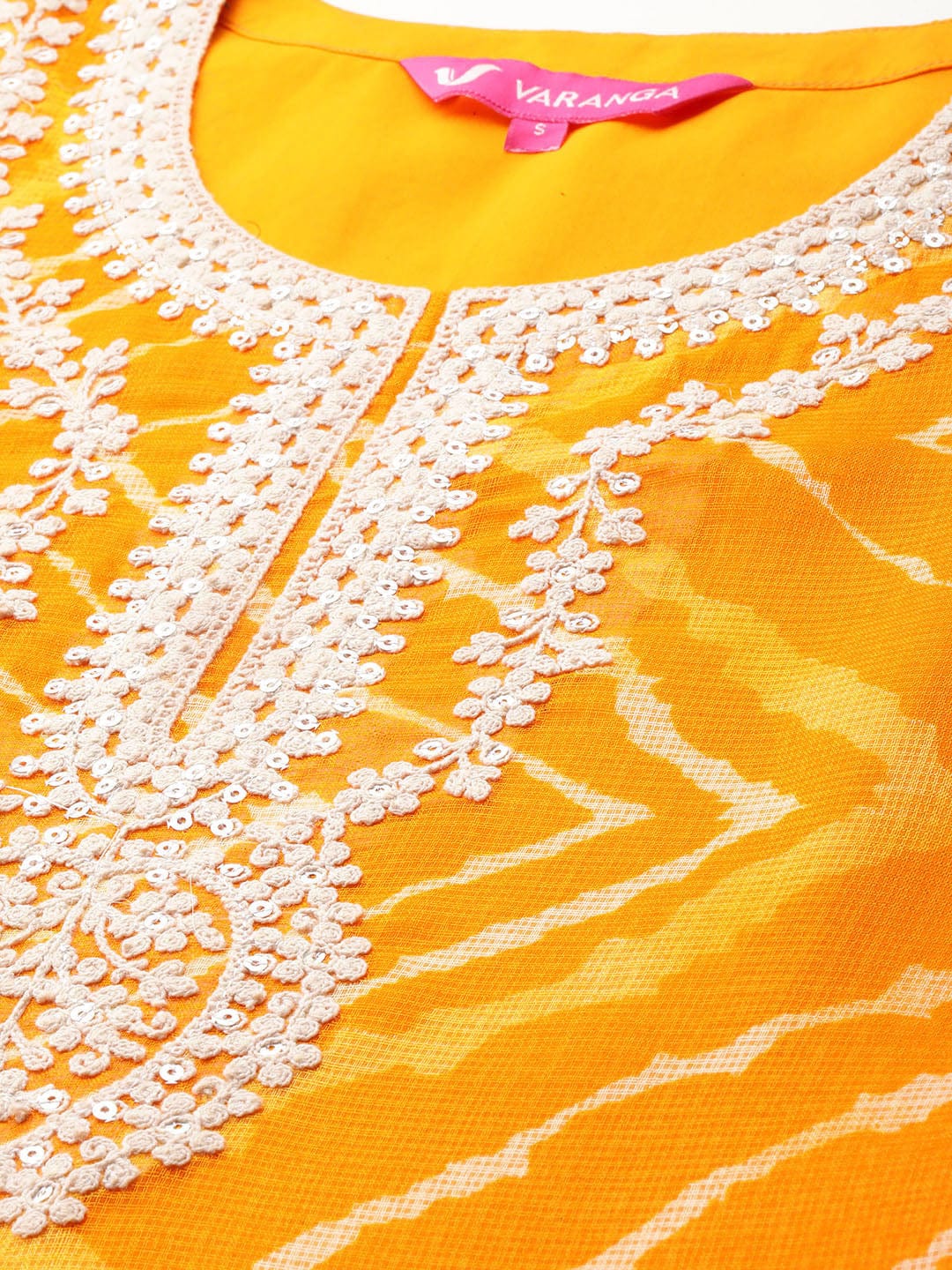 The Kurti Collection Women Yellow Round Neck Embroidered Kurta With Bottom & Embroidered Dupatta