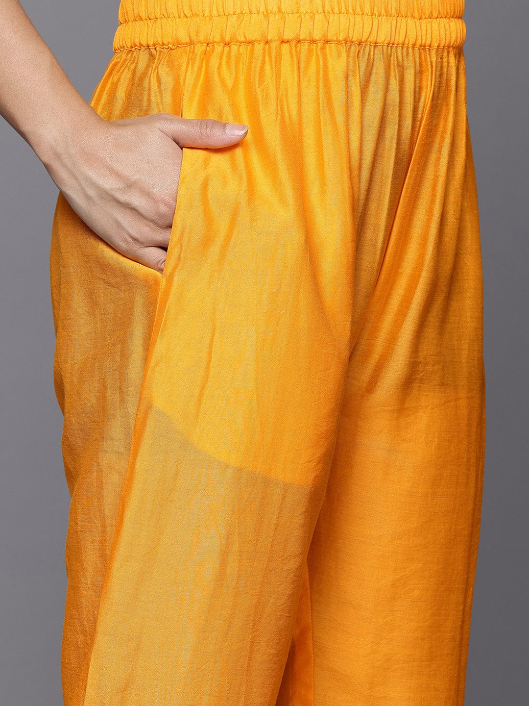 The Kurti Collection Women Yellow Round Neck Embroidered Kurta With Bottom & Embroidered Dupatta