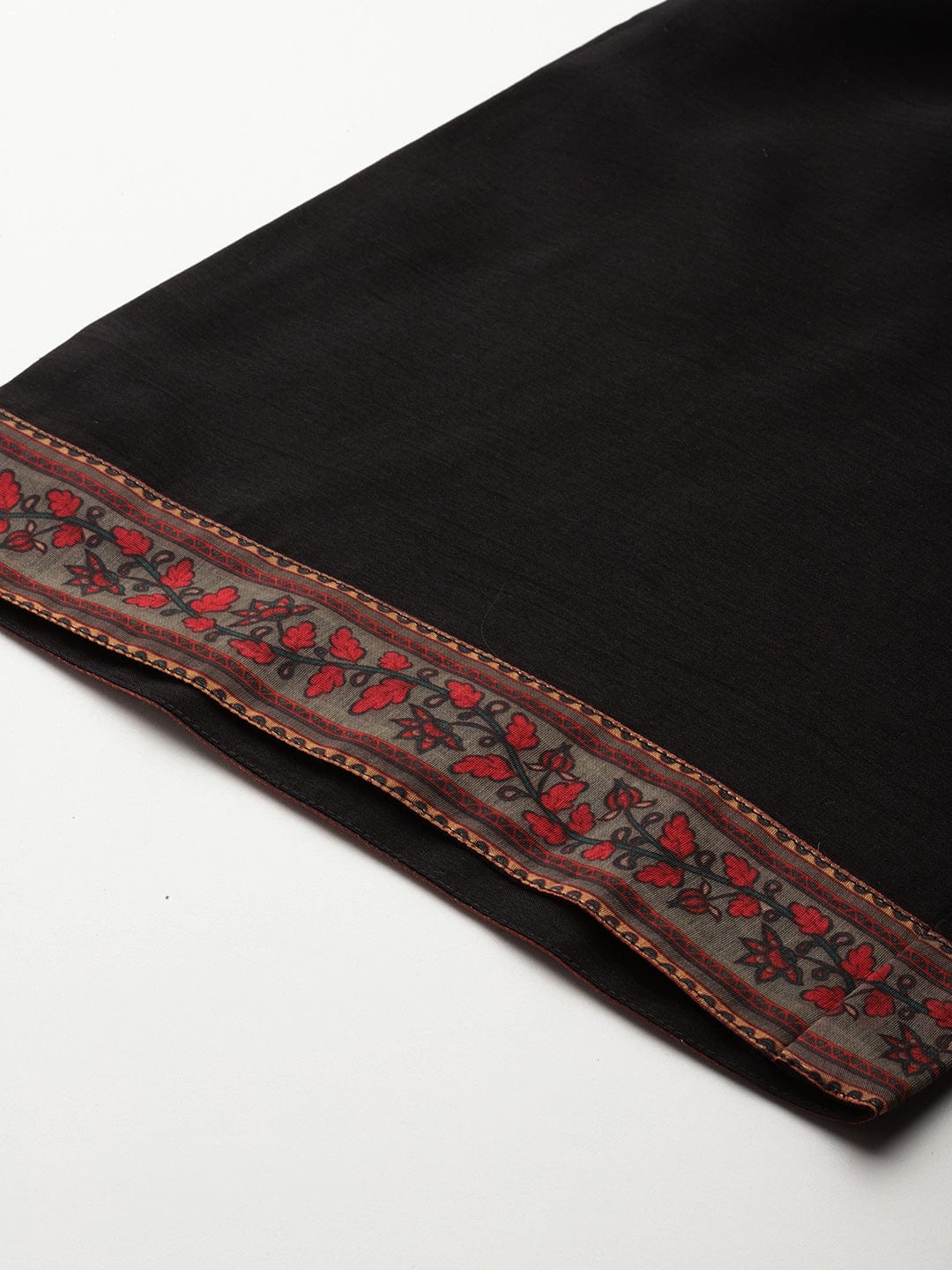 The Kurti Collection Women Black Floral Printed Embellished Anarkali Kurta Paired With Bottom And Printed Dupatta
