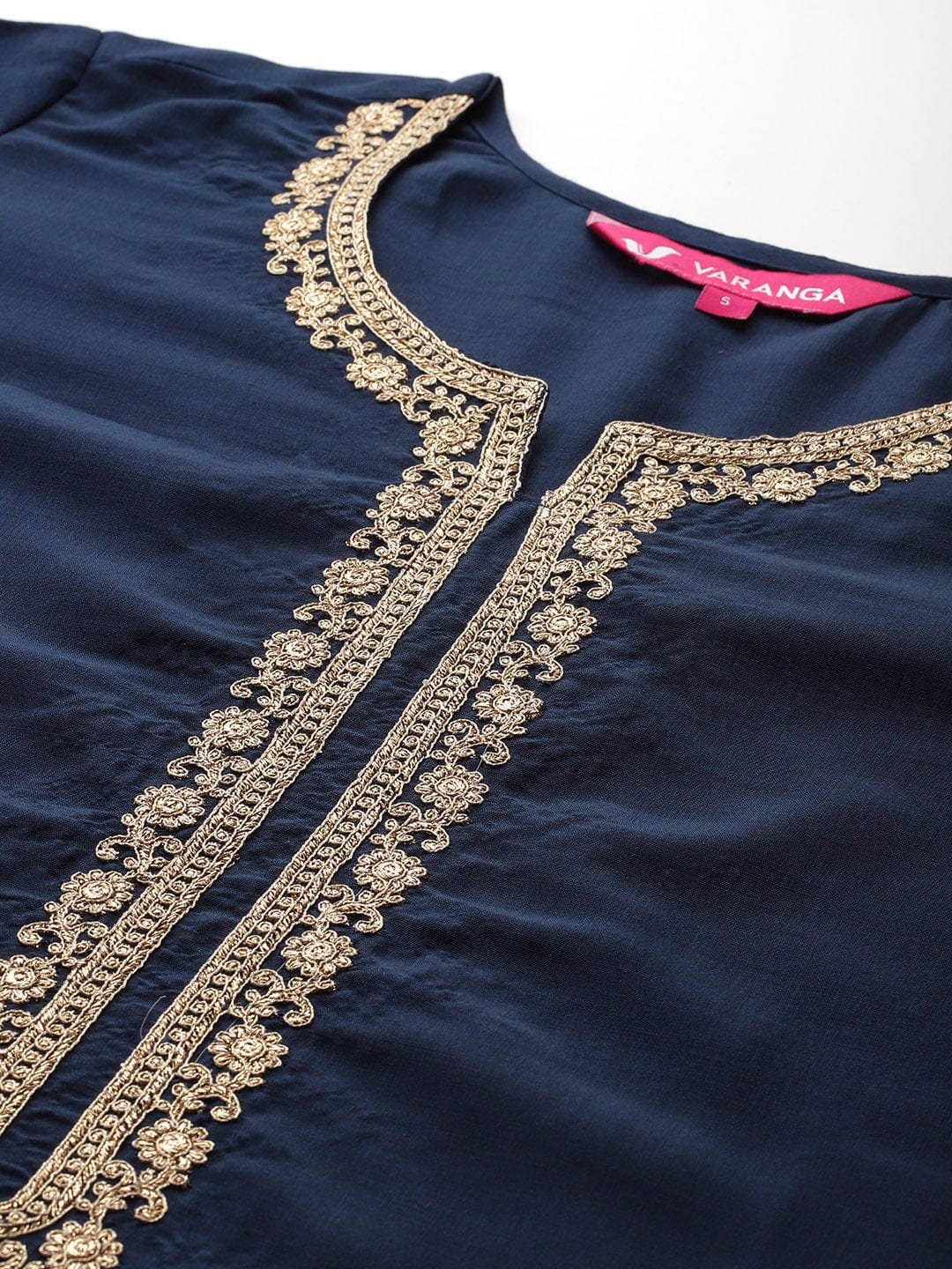 The Kurti Collection Women Round Neck Embroidered Kurta With Tonal Bottom And Dupata