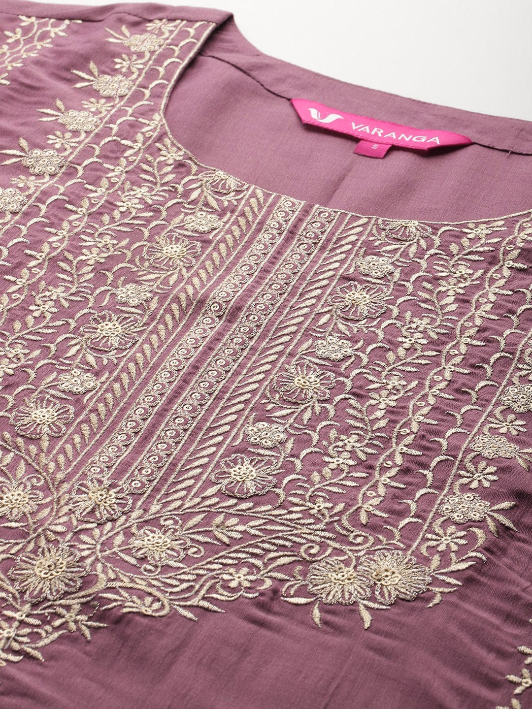 The Kurti Collection Women Mauve Zari Embroidered Sequins Embellished Kurta Set With Dupatta