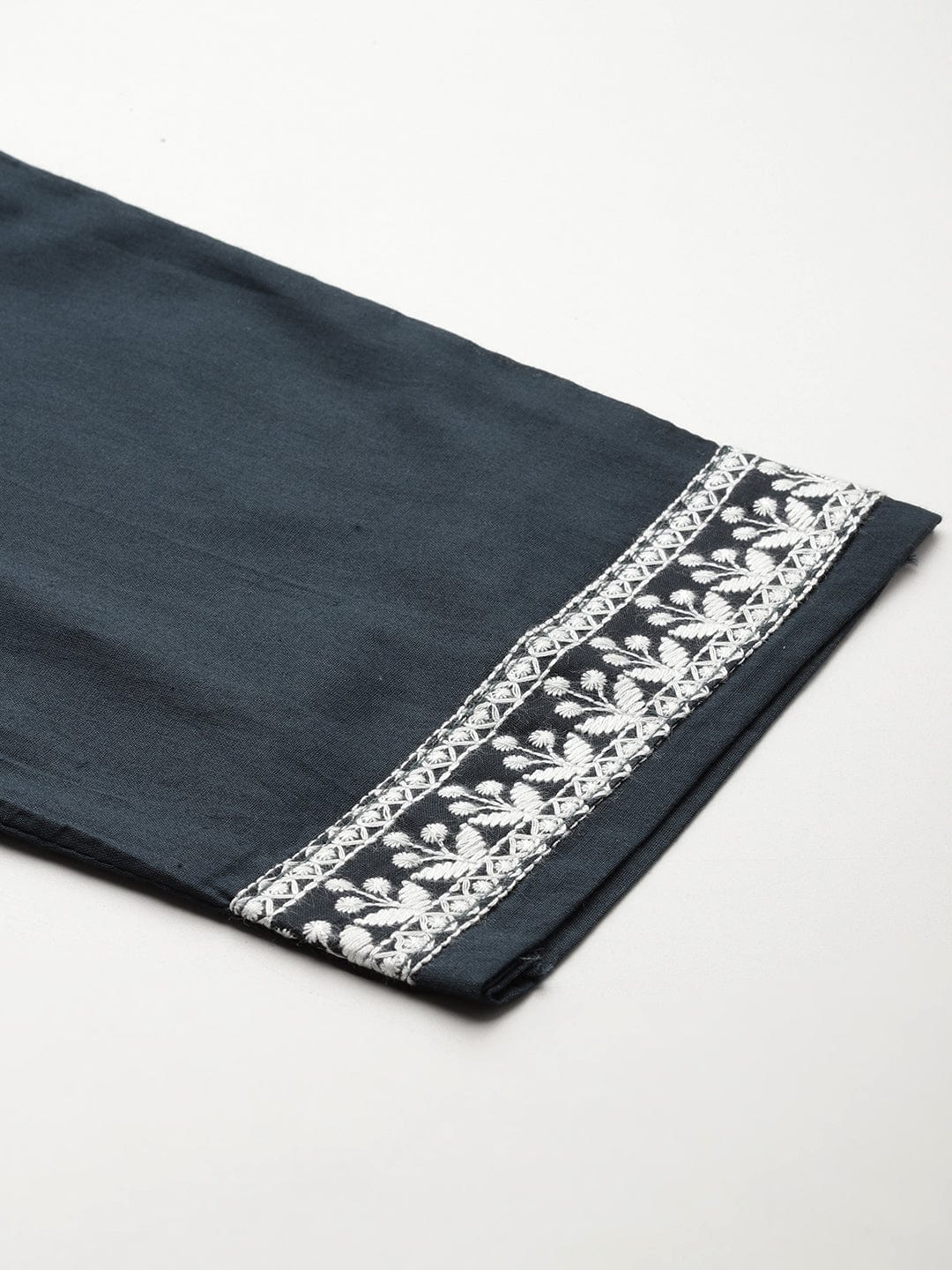 The Kurti Collection Women V-Neck Thread Embroidered, Angarkha Style A- Line Kurta With Bottom And Dupatta