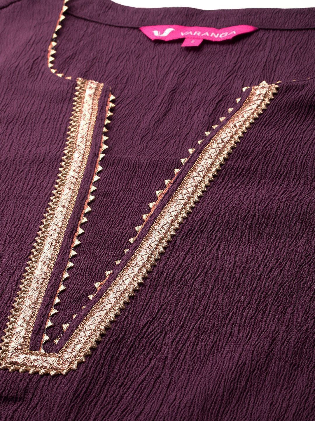 The Kurti Collection Women Purple Gota Lace Embellished Kurta With Bottom And Dupatta